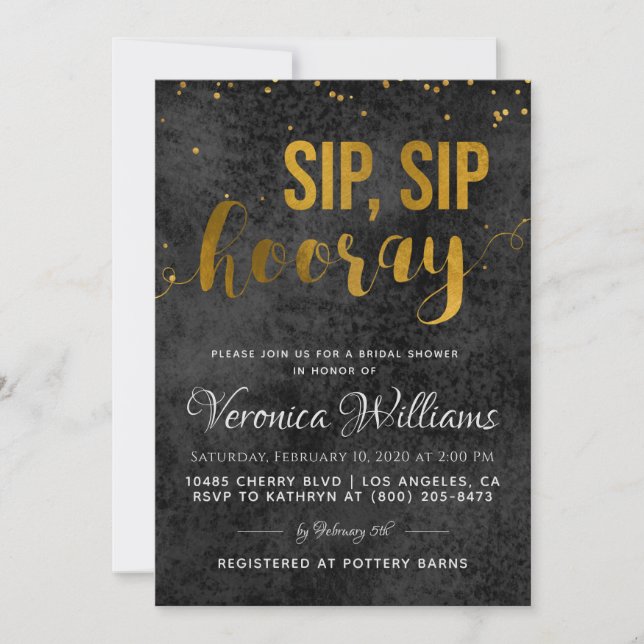 Sip Sip Hooray Bridal Shower Invitation (Front)