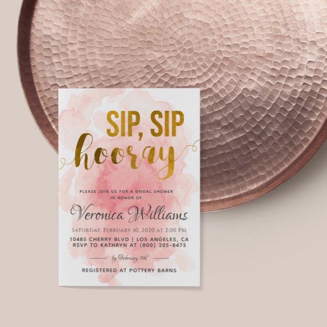 Sip Sip Hooray Bridal Shower Invitation (Creator Uploaded)