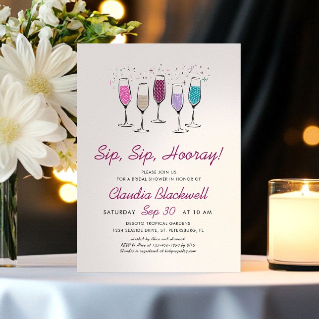 Sip Sip Hooray Bridal Shower Invitation (Creator Uploaded)