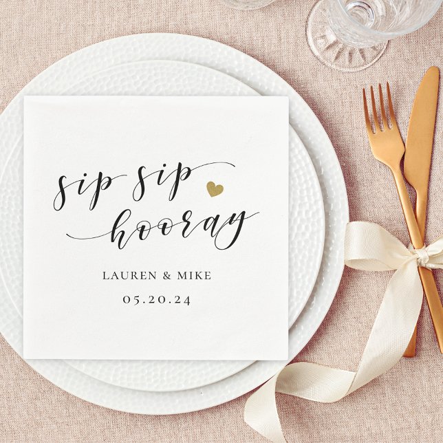 Sip Sip Hooray Bridal Shower Wedding Napkin (Creator Uploaded)
