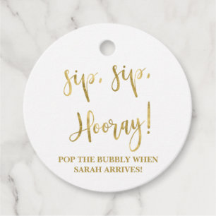 Sip Sip Hooray, Champagne Baby Shower Tags
