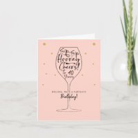 Sip, Sip Hooray Cheers Black & Pink Wine Birthday