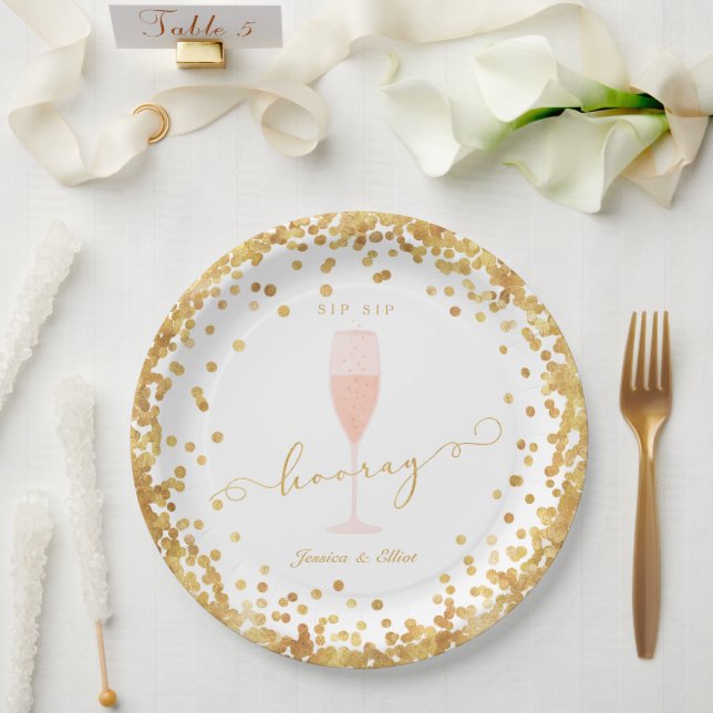 Sip Sip Hooray Engagement | Bachelorette | Shower Paper Plate (Wedding)