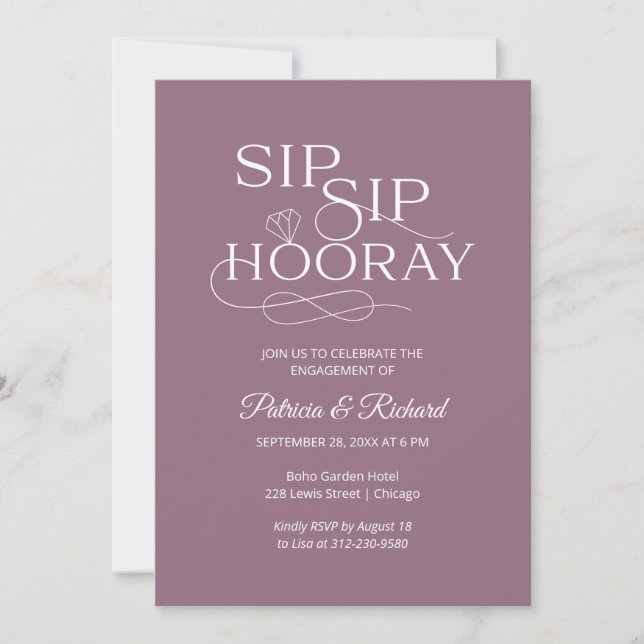 Sip Sip Hooray Engagement Party Invitations (Front)