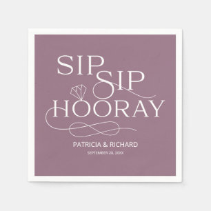 Sip Sip Hooray Engagement Party Purple Napkin