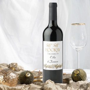 Sip Sip Hooray Holly Garland Christmas Wedding Wine Label