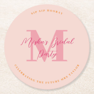 Sip Sip Hooray Initial Pink Coaster