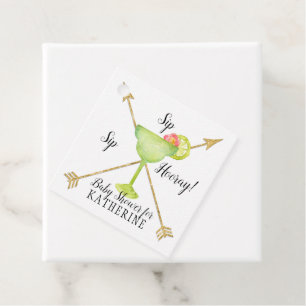 Sip Sip Hooray Margarita Gold n Arrows Baby Shower Favour Tags