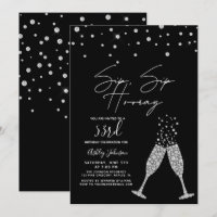 Sip Sip Hooray Modern Black & White Birthday Quote