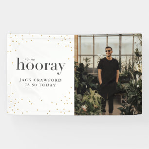 Sip sip hooray modern elegant birthday party banner