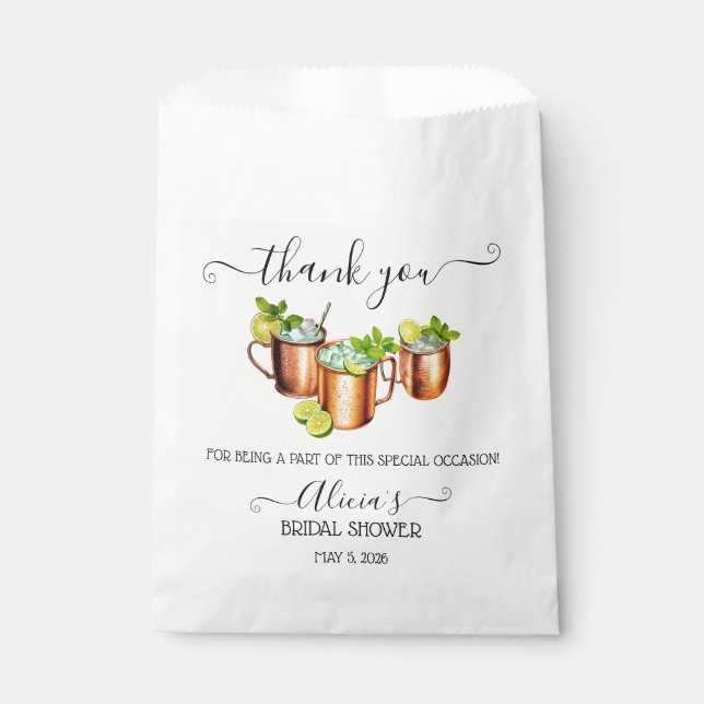 Sip, Sip, Hooray! Moscow Mule Bridal Shower Favour Bag (Front)