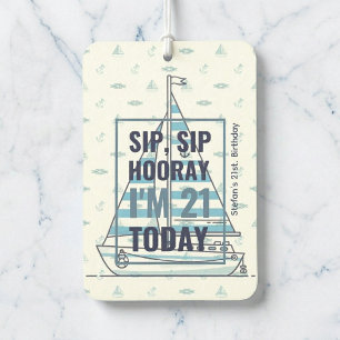 "Sip, Sip, Hooray" Nautical 21st Birthday Car Air Freshener