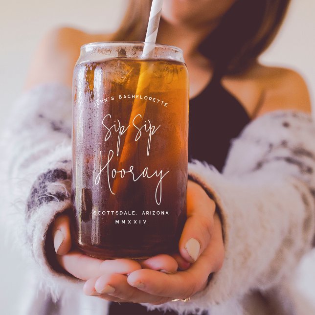 Sip Sip Hooray Personalised Bachelorette Party Can Glass (Creator Uploaded)