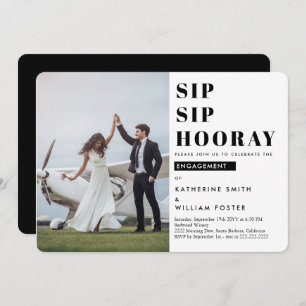 Sip Sip Hooray Photo Engagement Party Invitation
