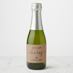 Sip Sip Hooray Stickers, Wedding Gift Tag, Kraft Sparkling Wine Label