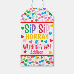 Sip SIp hooray straw valentine favour Round Favour Gift Tags