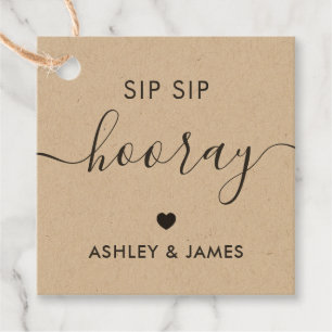 Sip Sip Hooray Tags, Wedding Gift Tag, Kraft Favour Tags