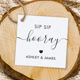 Sip Sip Hooray Tags, Wedding Gift Tag, Kraft Favour Tags