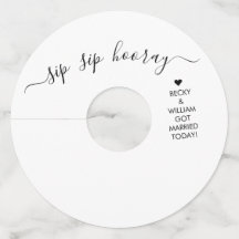Sip Sip Hooray Wedding Wine Glass Name Tag