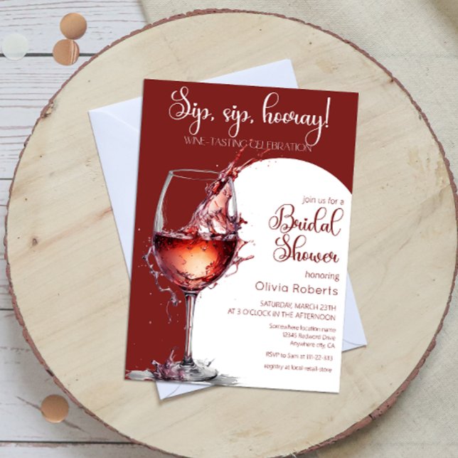 Sip, sip, hooray Wine Tasting Bridal Shower Invitation (Creator Uploaded)