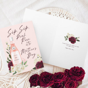 Sip, Sip, Pink Rosé  It's Mother's Day Wine Floral Card
