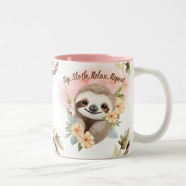 "Sip, Sloth, Relax, Repeat"  Two-Tone Coffee Mug (Right)