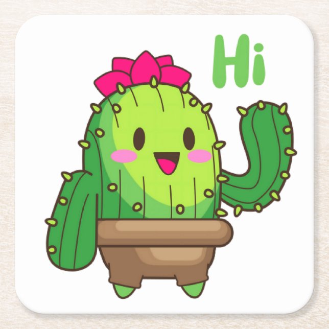 Sip & Smile Coaster – Cactus Says Hi (Front)