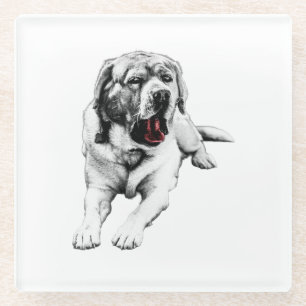 Sip & Smile – Red Yawn Glass Coaster