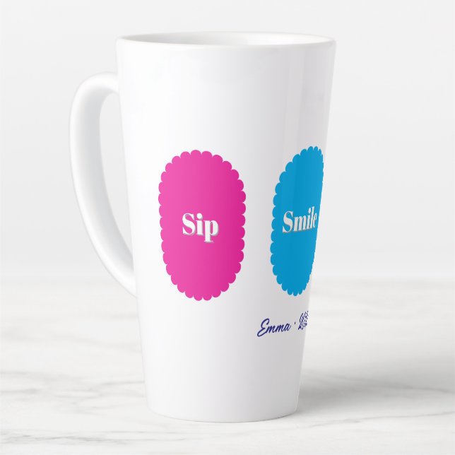 Sip Smile Repeat Fun Dopamine Latte Mug (Left Angle)