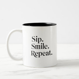 "Sip, Smile, Repeat" Two-Tone Coffee Mug