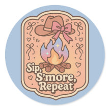 Sip, S'more, Repeat - Retro Camp Badge