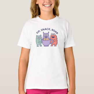 Sip, Snack, Roar – Cute Monster Cookie Party Desig T-Shirt