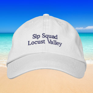 Sip Squad (Your Town) Funny Preppy Wine Baseball Embroidered Hat