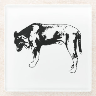Sip & Stretch – Canine Yawn Sketch Glass Coaster