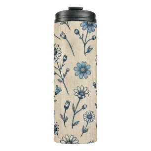 Sip the Bloom, Blue Floral Thermal Tumbler
