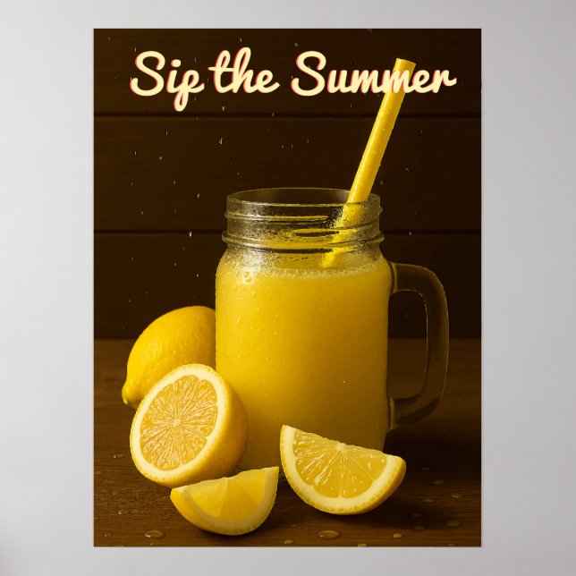 Sip the Summer – Refreshing Lemon Juice Mason Jar Poster (Front)