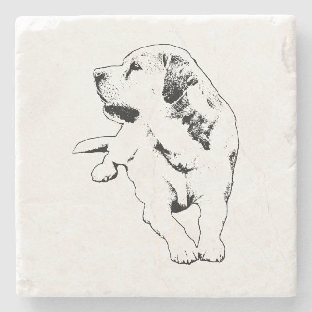 Sip Watch Retriever Stone Coaster (Front)