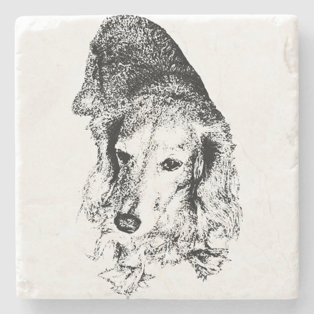 Sip With Backbone – Dachshund Stone Coaster (Front)