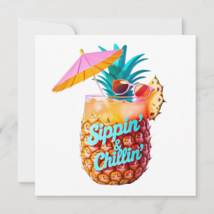 Sippin’ & Chillin’ Tropical Party Design Invitation