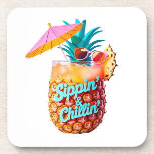“Sippin’ & Chillin’” Tropical Vibe Drink Coaster