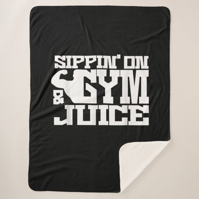 Sippin On Gym Juice - Mens Workout Shirts Funny Sherpa Blanket (Front)