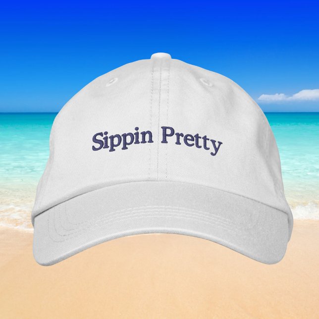 Sippin Pretty Embroidered / Preppy Wine Baseball  Hat (Creator Uploaded)