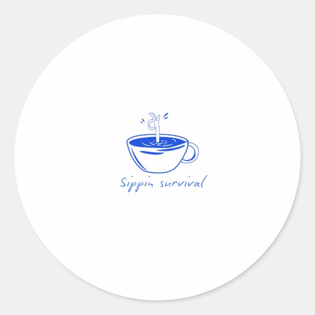 Sippin Survival" Minimalist Coffee Graphic Tee  Classic Round Sticker (Front)