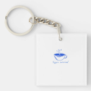 Sippin Survival" Minimalist Coffee Graphic Tee Key Ring