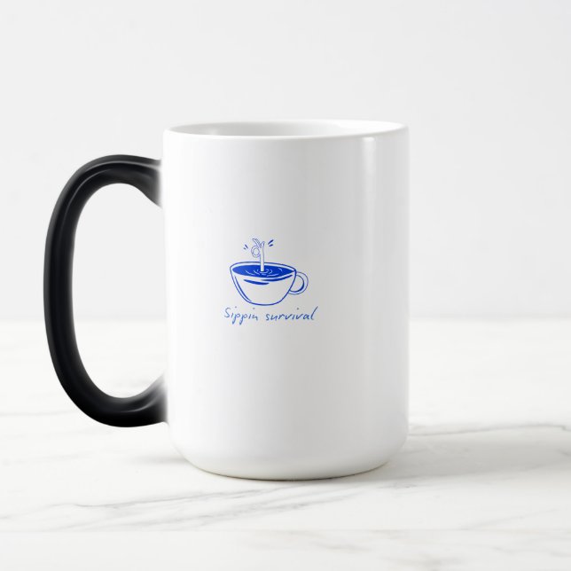 Sippin Survival" Minimalist Coffee Graphic Tee  Magic Mug (Left)