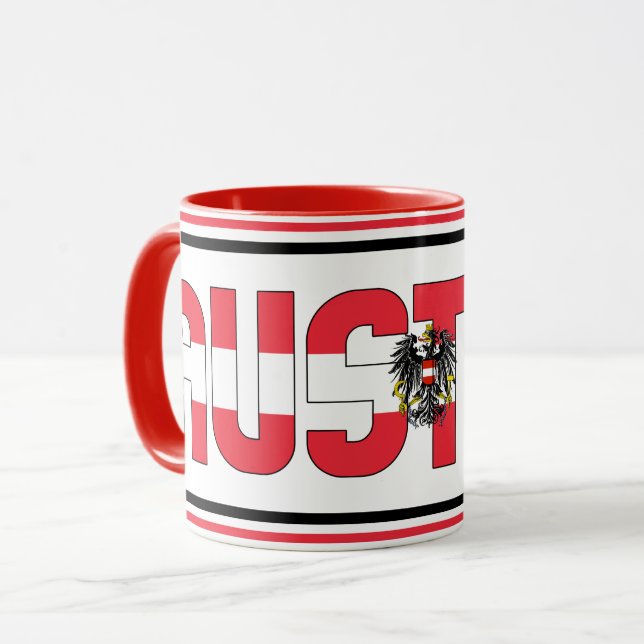 Sippin' with Austria Patriotic Coffee Mug (Front Left)