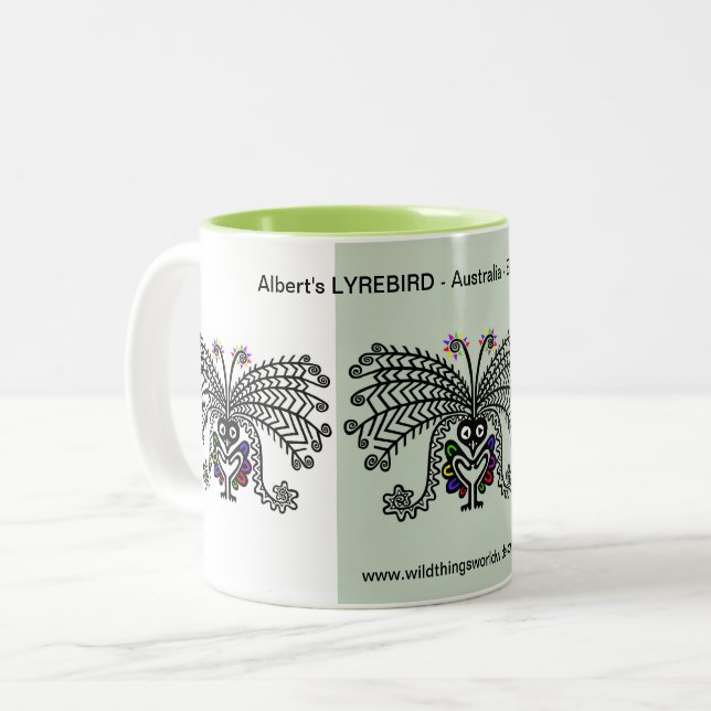 Sipping coffee - Cool LyreBIRD- Australia - Nature Two-Tone Coffee Mug (Front Left)