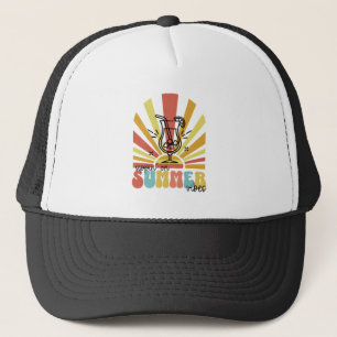 Sipping On Summer Vibes, Retro Sun, Cocktail Glass Trucker Hat