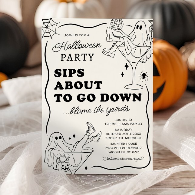 Sips About to Go Down Halloween Party Invite (Creator Uploaded)