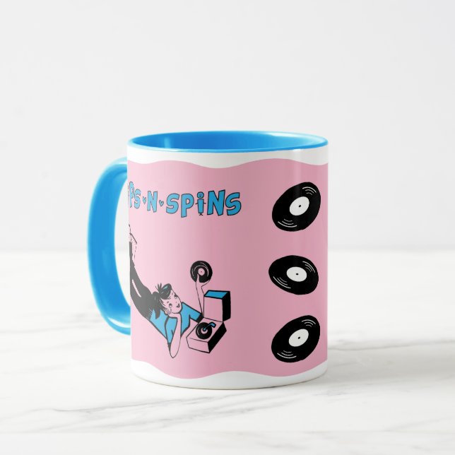 Sips 'n' Spins "Tune Tote" style coffee mug (Front Left)